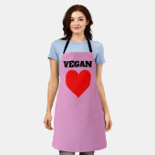 VEGAN PINK KITCHEN APRON SCHORT (Gedragen)