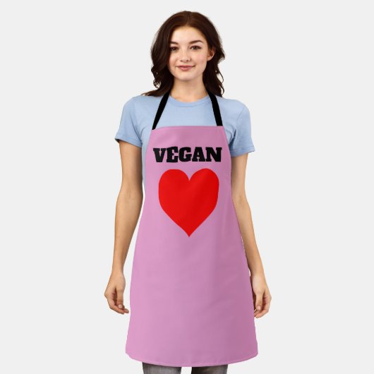 VEGAN PINK KITCHEN APRON SCHORT (Gedragen)