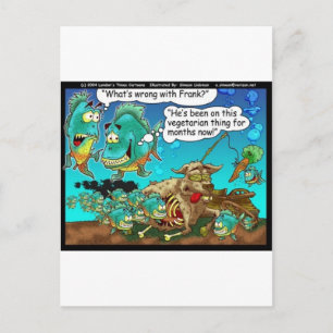 Vegan Pirahanas Funny Offbeat Cartoon Gifts Briefkaart