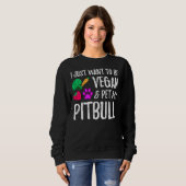 Vegan Pitbull Hond Mam Grappig Vegetarisch Trui (Voorkant volledig)