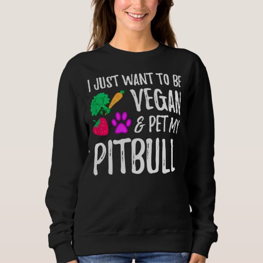 Vegan Pitbull Hond Mam Grappig Vegetarisch Trui (Voorkant)