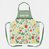 Vegan Plant Chef Cook Waterverf Keuken Schort (Voorkant)