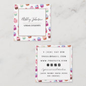 Vegan Plant-Desserts Cupcake Pattern Social Vierkante Visitekaartje (Voorkant / Achterkant)