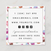 Vegan Plant-Desserts Cupcake Pattern Social Vierkante Visitekaartje (Achterkant)