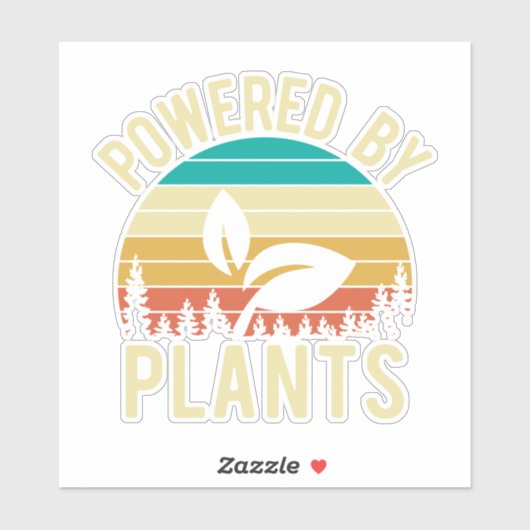 Vegan Plant Powered Retro Sticker (Vel)