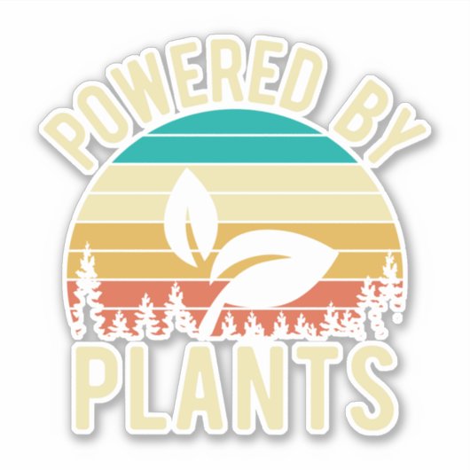 Vegan Plant Powered Retro Sticker (Voorkant)