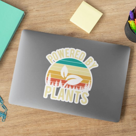 Vegan Plant Powered Retro Sticker