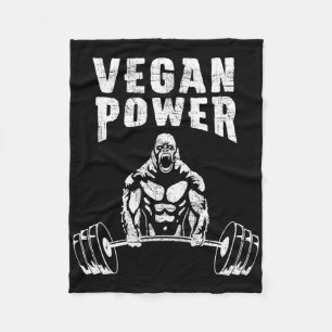 Vegan Power Gorilla Bodybuilding Gym Workout Desig Fleece Deken