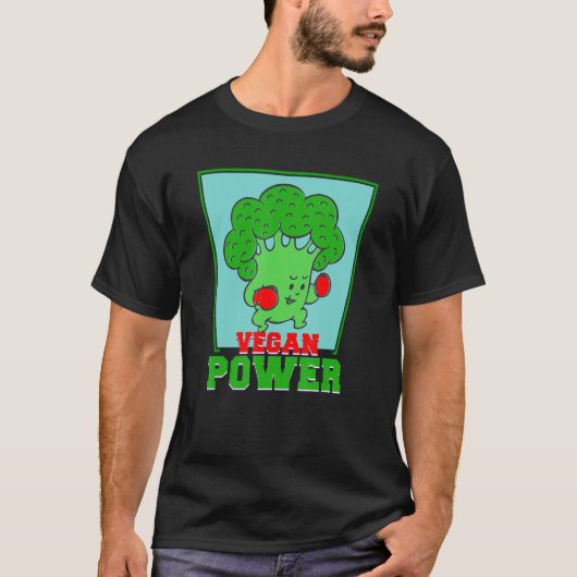 Vegan Power Vegetarian Veggies Boxing Fight Brocco T-shirt (Voorkant)