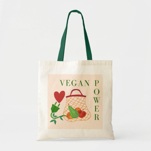 Vegan Power Veggie Charger Heart Canvas tas (Voorkant)