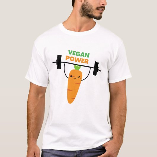 Vegan Power Workout Muscarrots Bodybuilding T-shirt (Voorkant)