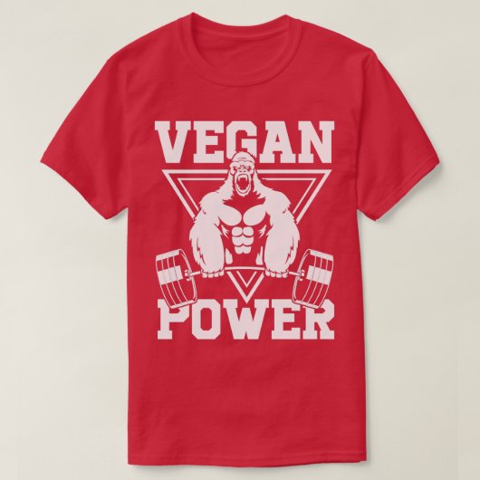 Vegan Power Workout Muscle Gorilla Bodybuilding 2 T-shirt (Design voorkant)