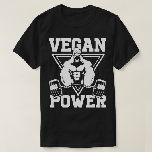 Vegan Power Workout Muscle Gorilla Bodybuilding 5 T-shirt (Design voorkant)