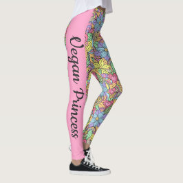 Vegan Princess kleurrijke bloemen mandala Leggings