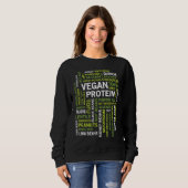 Vegan Protein Bronnen Word Cloud Gym Workout Healt Trui (Voorkant volledig)