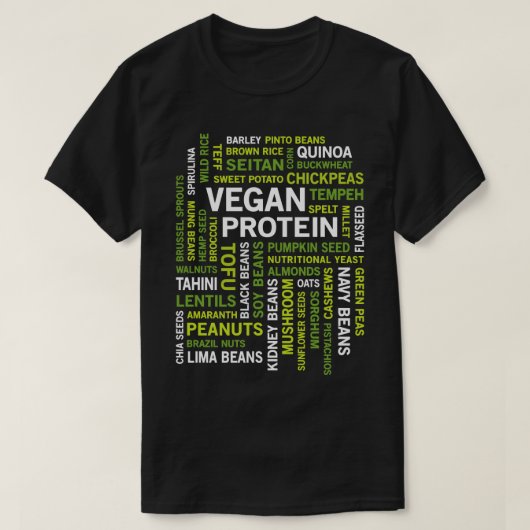 Vegan Proteïne Bronnen Word Cloud Gym Workout T-shirt (Design voorkant)