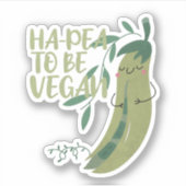 Vegan Pun: Ha-pea om Vegan te zijn Sticker (Voorkant)