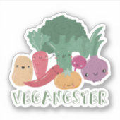 Vegan Pun: Vegangster Sticker (Voorkant)