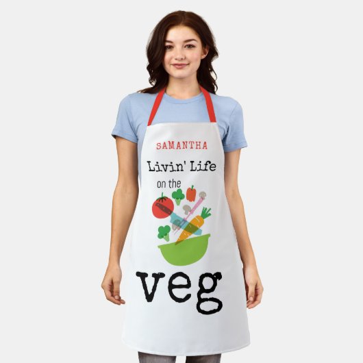 Vegan Quote Living Life on Veg Name White Schort (Gedragen)