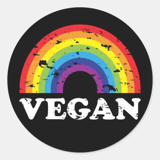 Vegan Rainbow Ronde Sticker (Voorkant)
