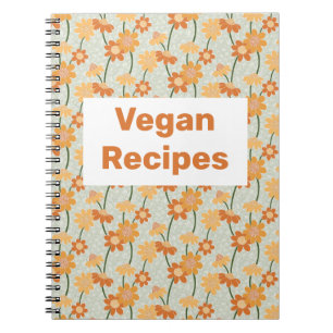 Vegan recept book  retro muted 1970 s bloemen notitieboek