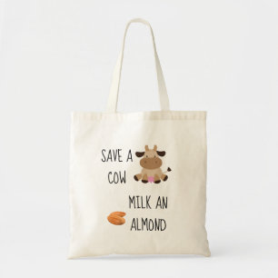 Vegan Red een Koe Melk een Amandel Herbruikbaar Tote Bag