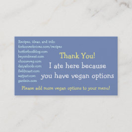 Vegan Restaurant Cards Visitekaartje