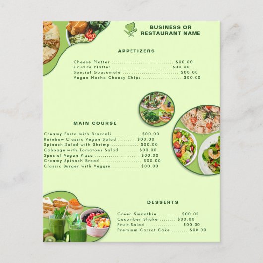 Vegan Restaurant Voedsel Menu Professioneel | QR C (Voorkant)