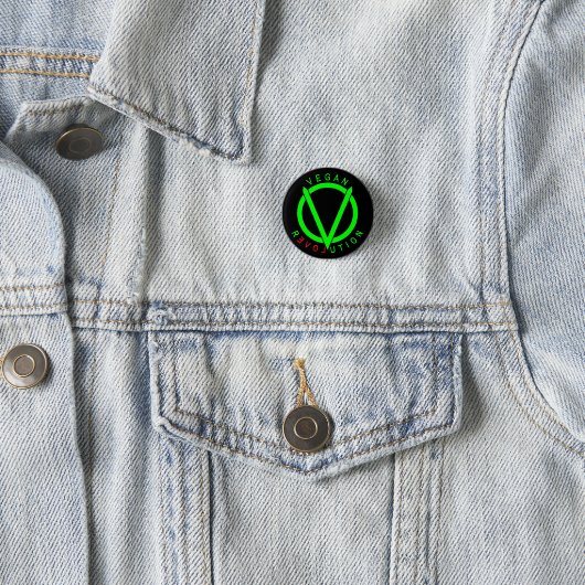 Vegan Revolution Button Pin (In situ)