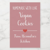 Vegan  roze koekjes voedselcontainer etiket (Enkel label)