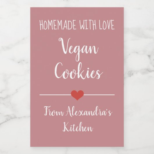 Vegan roze koekjes voedselcontainer etiket (Enkel label)