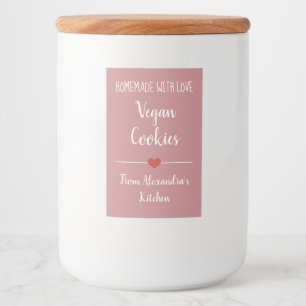 Vegan  roze koekjes voedselcontainer etiket