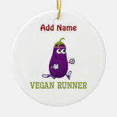Vegan Runner Eggplant Keramisch Ornament (Voorkant)