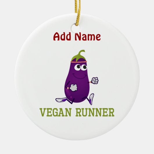 Vegan Runner Eggplant Keramisch Ornament (Voorkant)