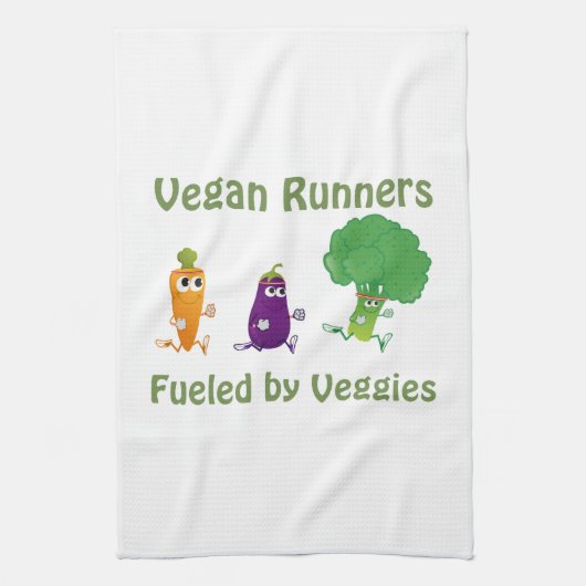 Vegan Runners - aangedreven door Veggies Theedoek (Verticaal)