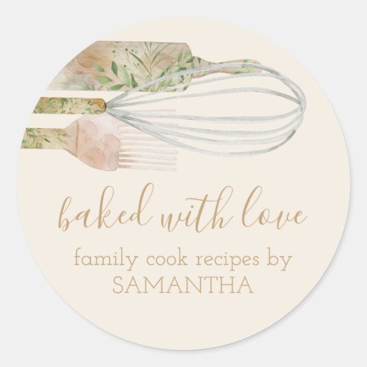 Vegan Rustic Rolling pin whisk Chef Bakery Ronde Sticker (Voorkant)