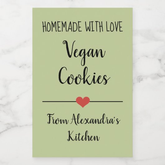 Vegan sage groene koekjes voedselcontainer etiket (Enkel label)