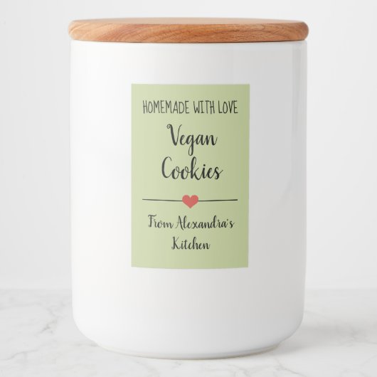 Vegan sage groene koekjes voedselcontainer etiket (Voorkant)