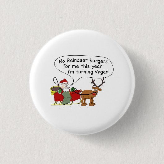 Vegan Santa Ronde Button 3,2 Cm (Voorkant)