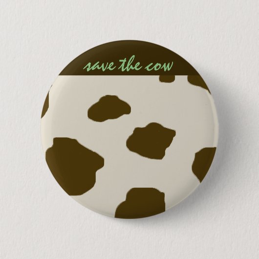 Vegan SAVE DE KOE Bruin Ronde Button 5,7 Cm (Voorkant)