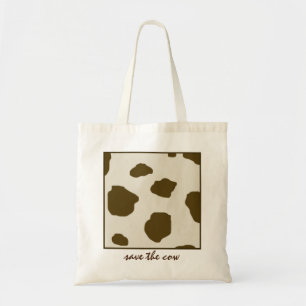 Vegan Save the Cow Brown Skin Spots Tote Bag