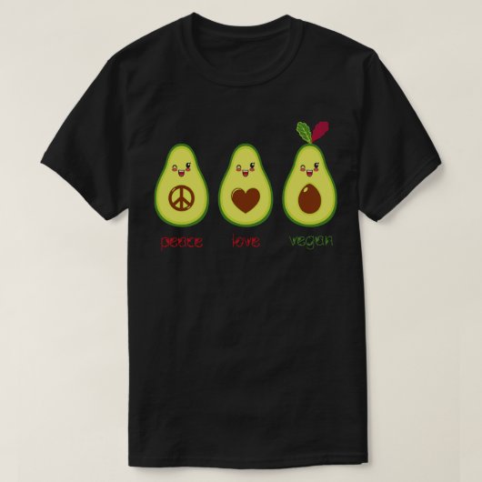 Vegan Schattigee avocado T-shirt (Design voorkant)
