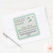 Vegan Soap Shampoo Bar Green Square Sticker (Envelop)