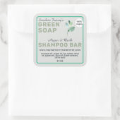 Vegan Soap Shampoo Bar Green Square Sticker (Tas)