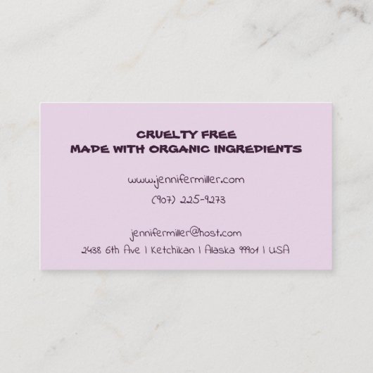 Vegan Soap Visitekaartje (Achterkant)