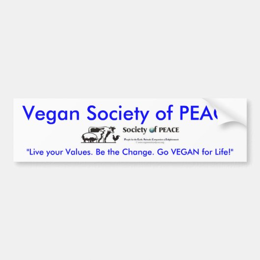 Vegan Society of PEACE-logo-bumpersticker Bumpersticker (Voorkant)
