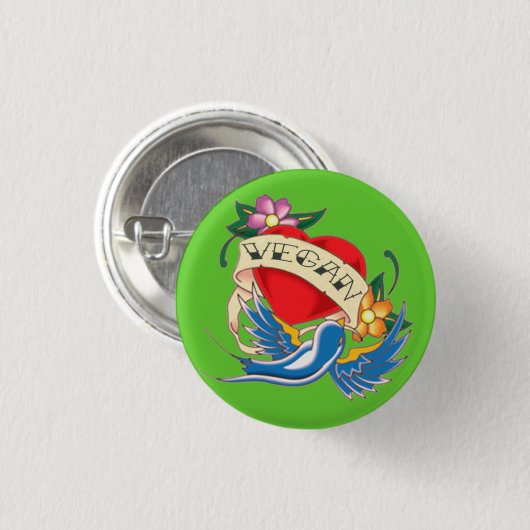 Vegan Tattoo Ronde Button 3,2 Cm (Voorkant /achterkant)
