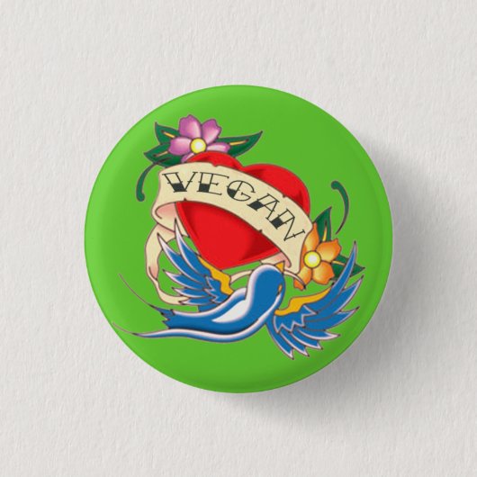 Vegan Tattoo Ronde Button 3,2 Cm (Voorkant)