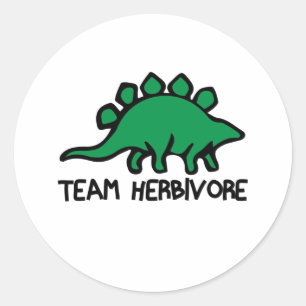 Vegan Team Herbivore Cute en Funny Dinosaur Ronde Sticker