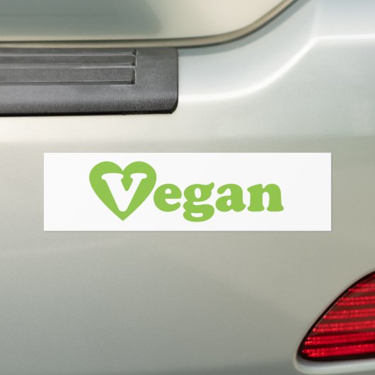 Vegan Text Green Heart Bumpersticker (Op auto)